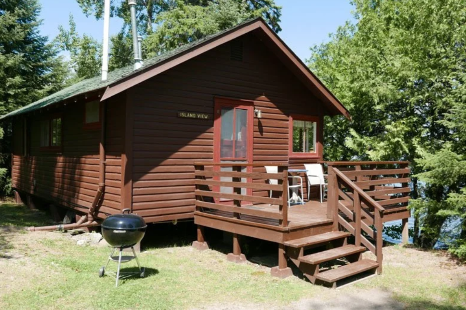 Lakefront cabin deck overlooking Lake Pelican, Orr, MN