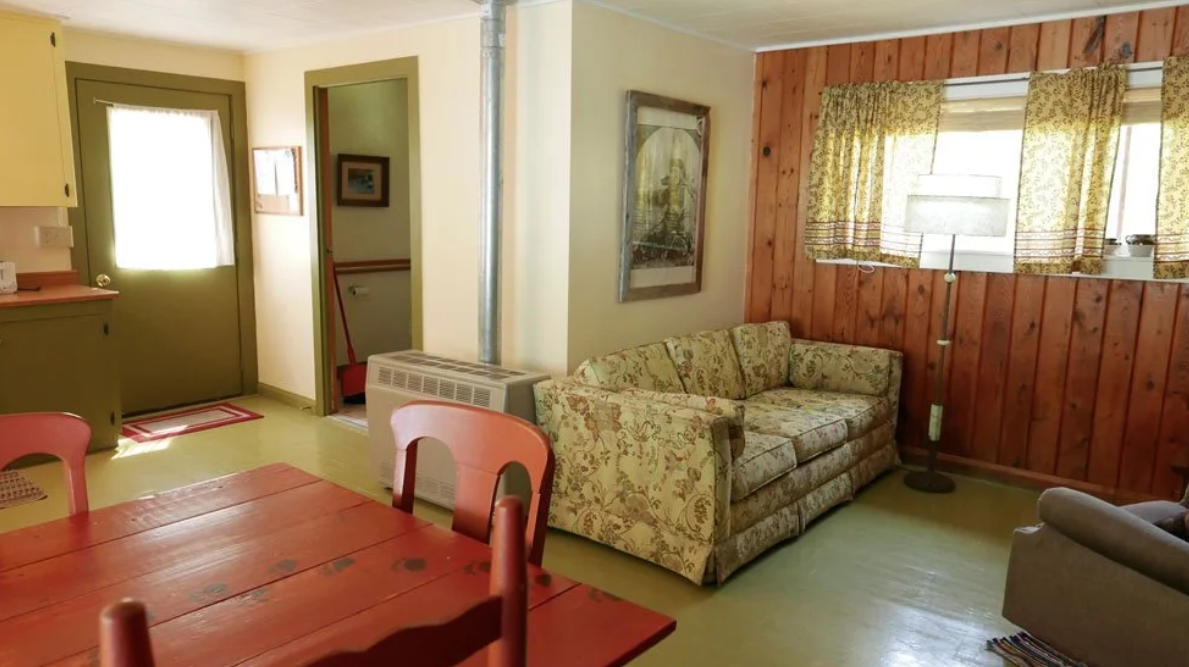 Bear Paw Cabin Living Room Grey Wolf Loge Orr MN Pelican Lake